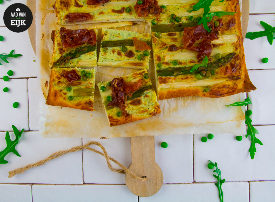 Asperge plaattaart met Parmaham