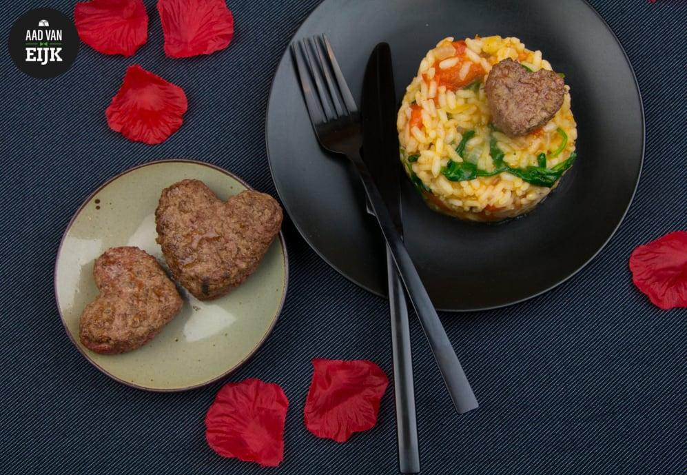 Liefdesburger met truffelrisotto